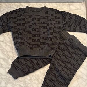 Kith Two-Piece Logo Knit Set in Charcoal and Black
